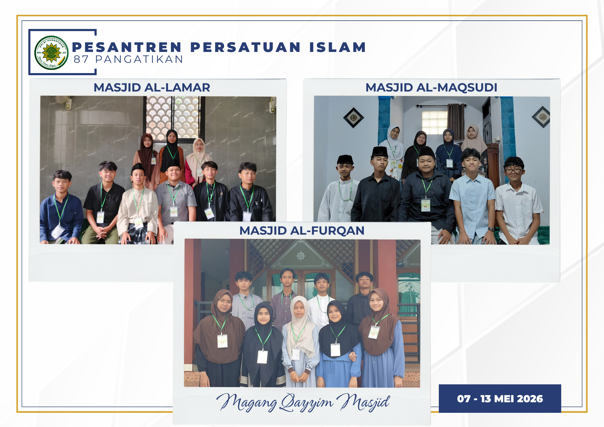 27 Santri Kelas IX PPI 87 Pangatikan Ikuti Kegiatan MQM Perdana di Tiga Masjid